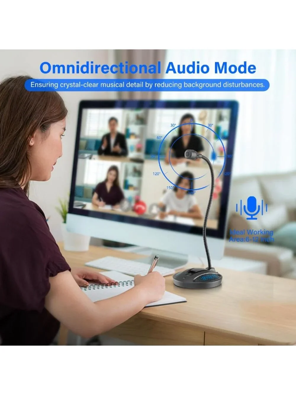 Flexible Gooseneck USB Microphone for Podcasting, Streaming & Conference - Noise
